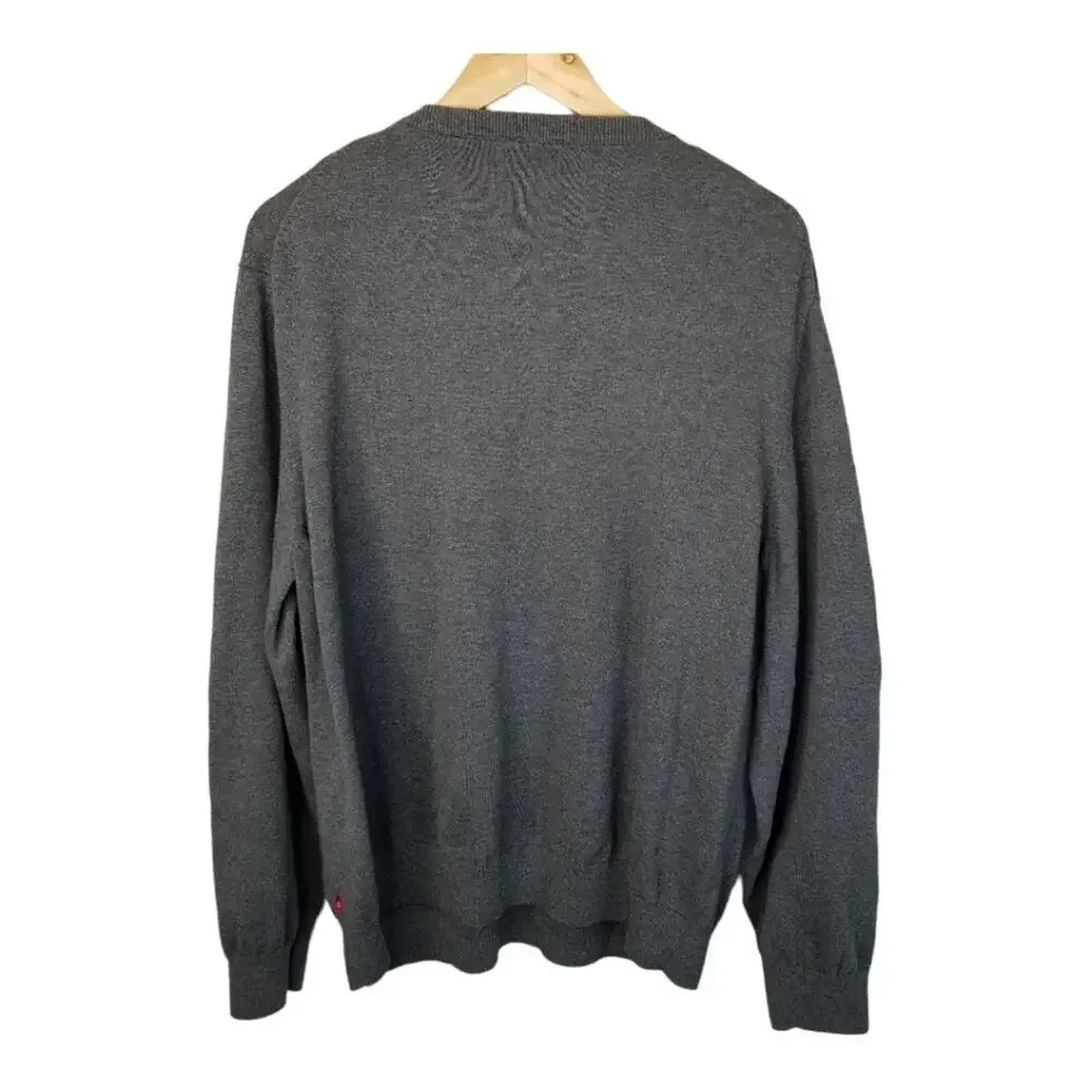 IZOD Sweater 2XL  Men's Fine Gauge Essentials V-Neck Solid Gray